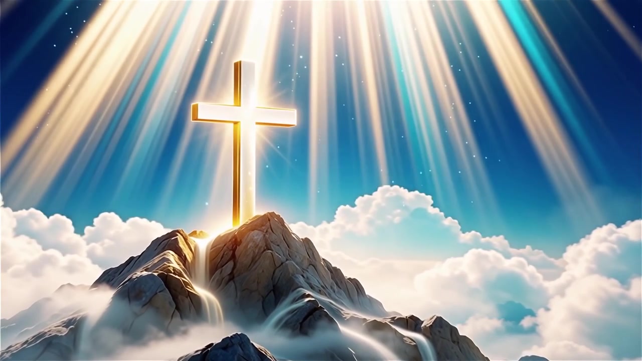 Christian Cross Heavenly Light Worship Background