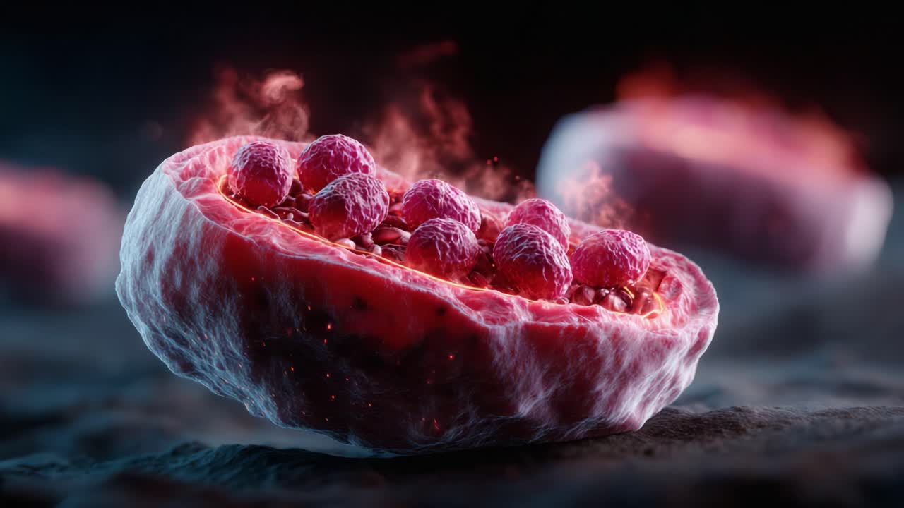 A Detailed Exploration of Cellular Structures: A Close-Up View of Separated Cells with Vibrant Internal Components Displaying Complex Biological Functions