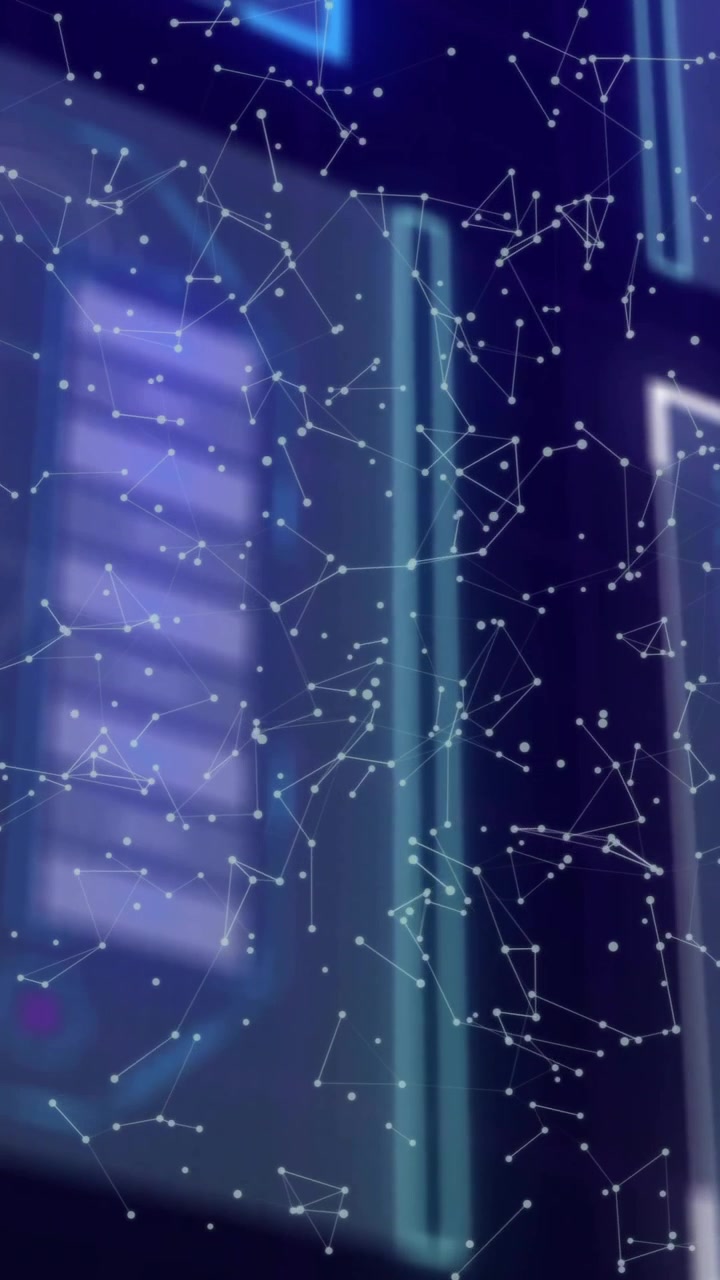 Animation of digital data processing and network of connections