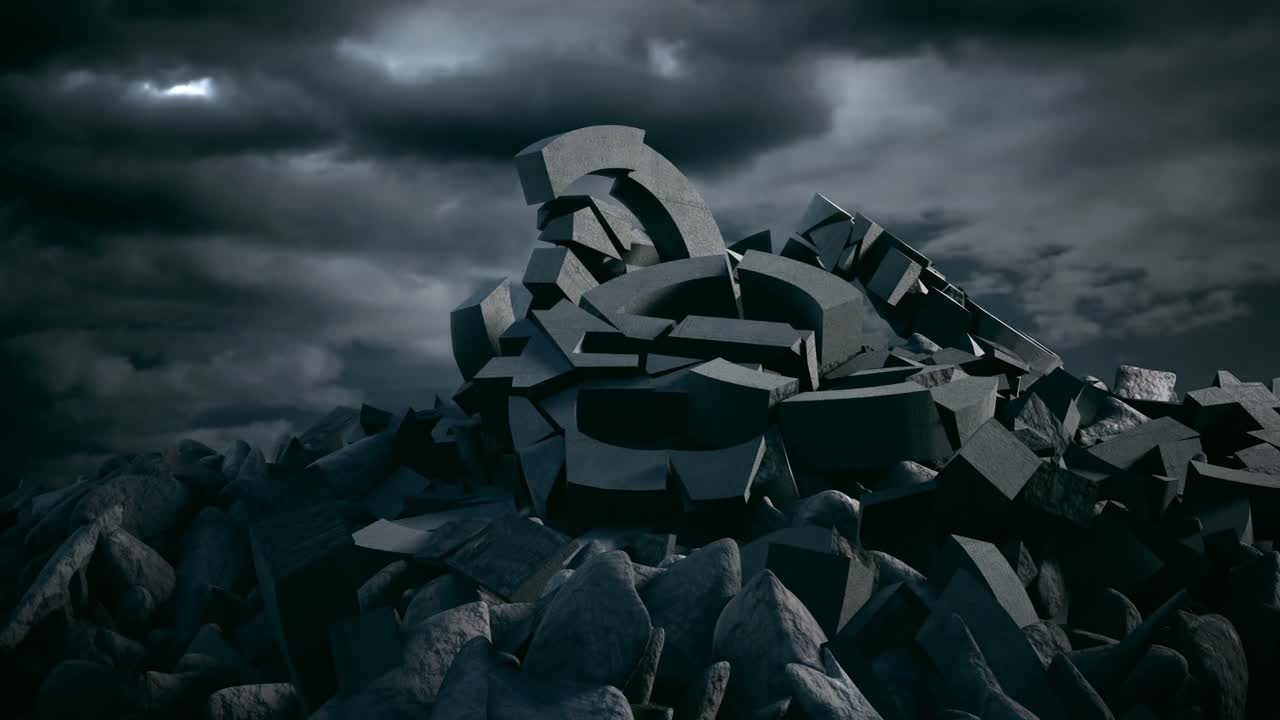 Euro sign against stormy clouds
