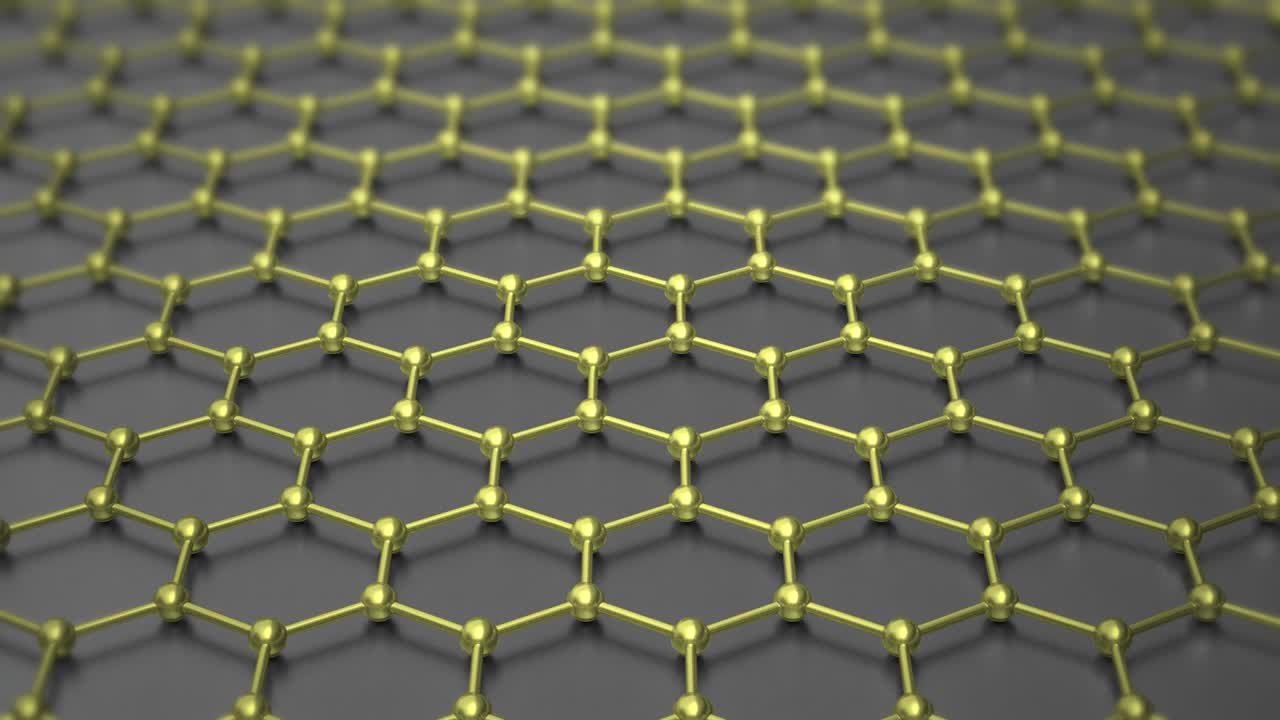 Graphene atom nanostructure loopable animation. Nanotube in form of honeycomb. Concept Nanotechnology and sciences. 3d animation