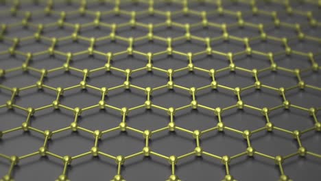 nanoestructura del átomo de grafeno animación en bucle. nanotubo en forma de panal. concepto nanotecnología y ciencias animación 3d