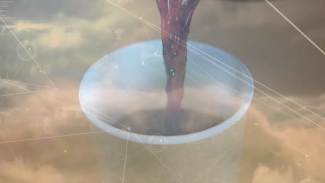 animación de la red de conexiones sobre una taza de café