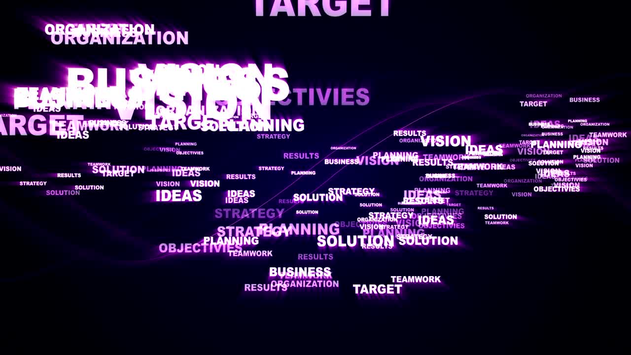 Animazione di testi con parole chiave STRATEGIA, Rendering, Sfondo, Loop