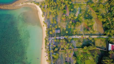 4K-Aerial-Top-View-of-Nathon-Beach,-Koh-Samui