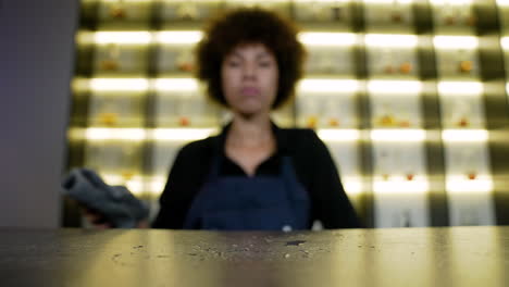 bartender cleaning the counter