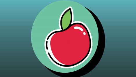 animación del icono de la manzana roja sobre fondo verde