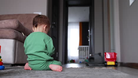 baby crawling and playing at home