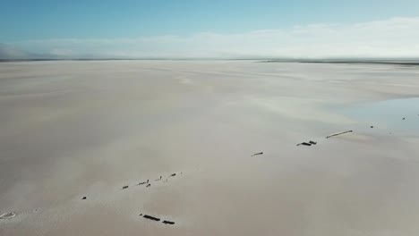 drone footage over the salt flats of lake tyrell, in north-west victoria, may 2021