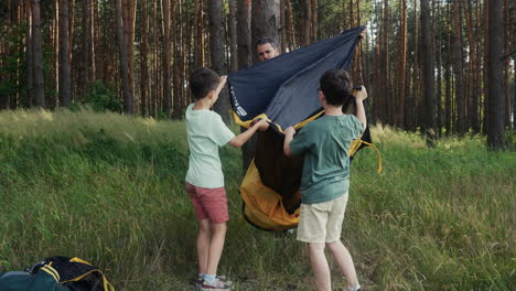 family camping in the nature