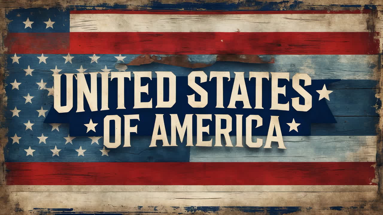 Distressed American Flag with "United States of America" Text
