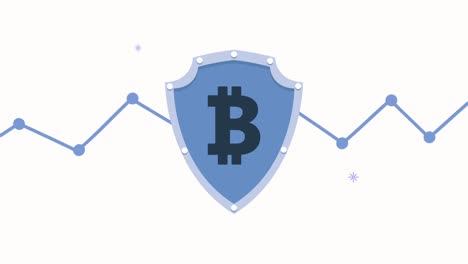 bitcoin en la animación de criptomoneda del escudo