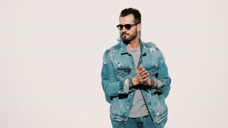 stylish man in denim jacket