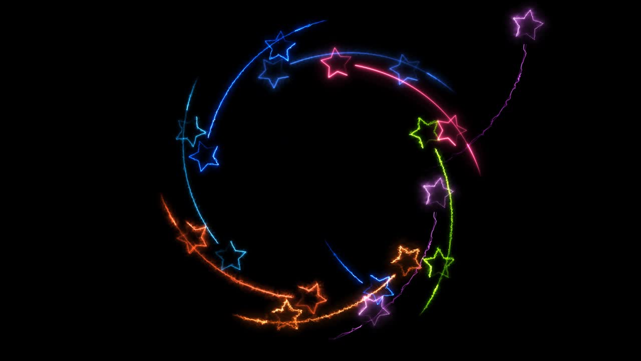 estrella mágica rodando y cuenta atrás de números interior en el marco central