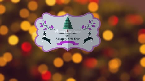 Animation-of-happy-christmas-and-a-happy-new-year-text-over-light-spots