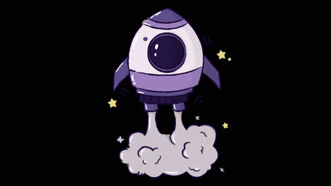 cartoon rocket launching into space
