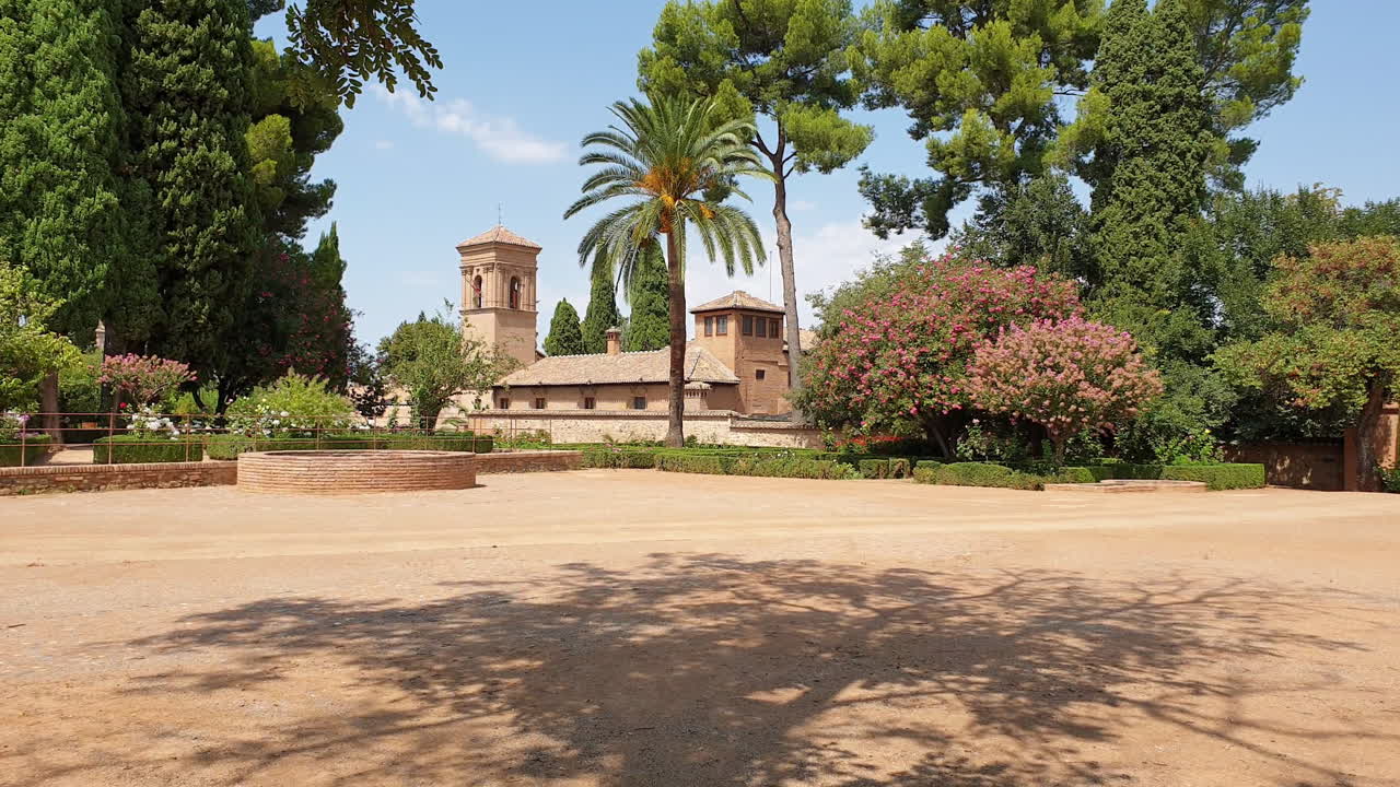 Peaceful Courtyard Garden of a Spanish Historical Building