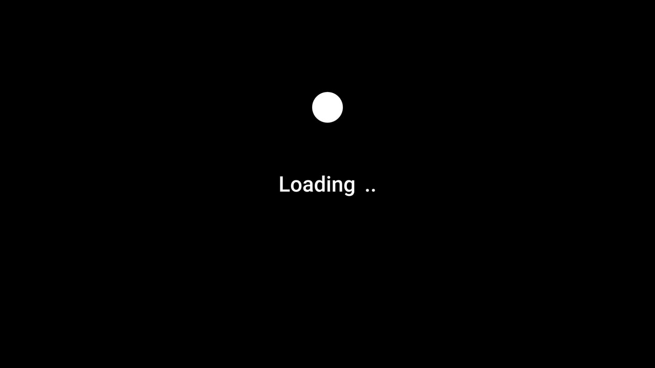Circle rotating loading icon. White dot ring on black background which appear and disappear connecting to one point. Animation motion graphic