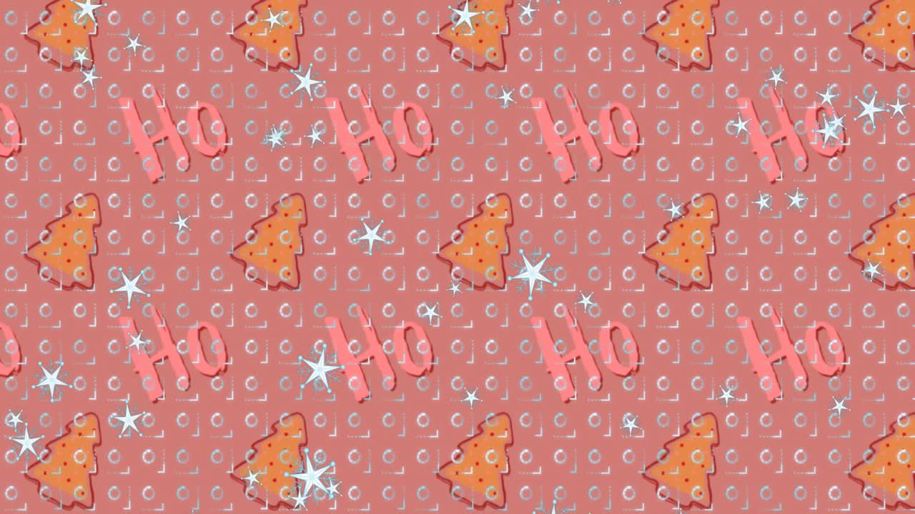 animación de texto ho ho y árbol de navidad sobre fondo rojo.