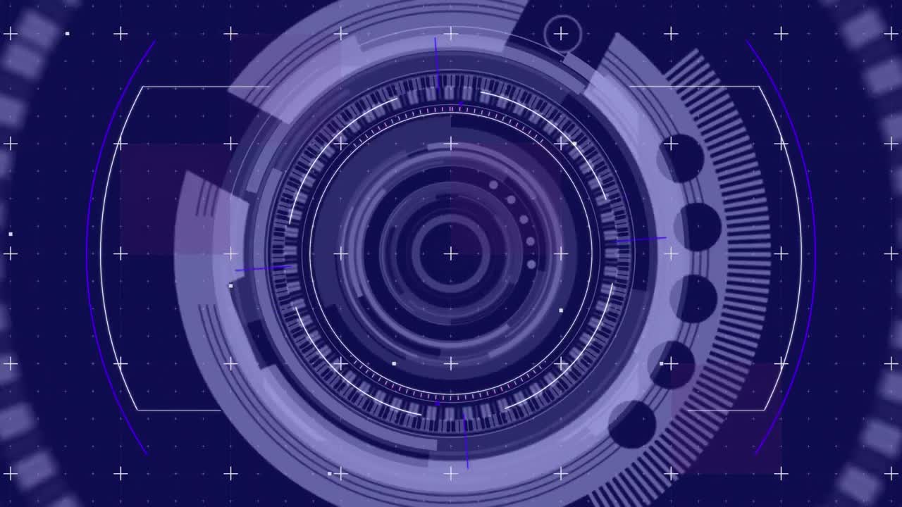 animación del escaneo del alcance y los marcadores que se mueven sobre la cuadrícula en segundo plano