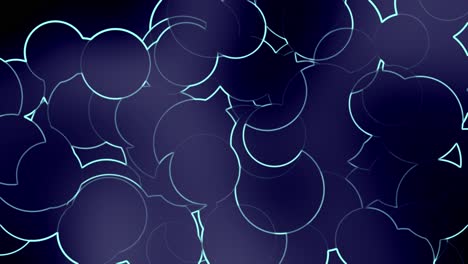 abstract circular shapes with white outline moving merging morphing randomly on blue-black background animation