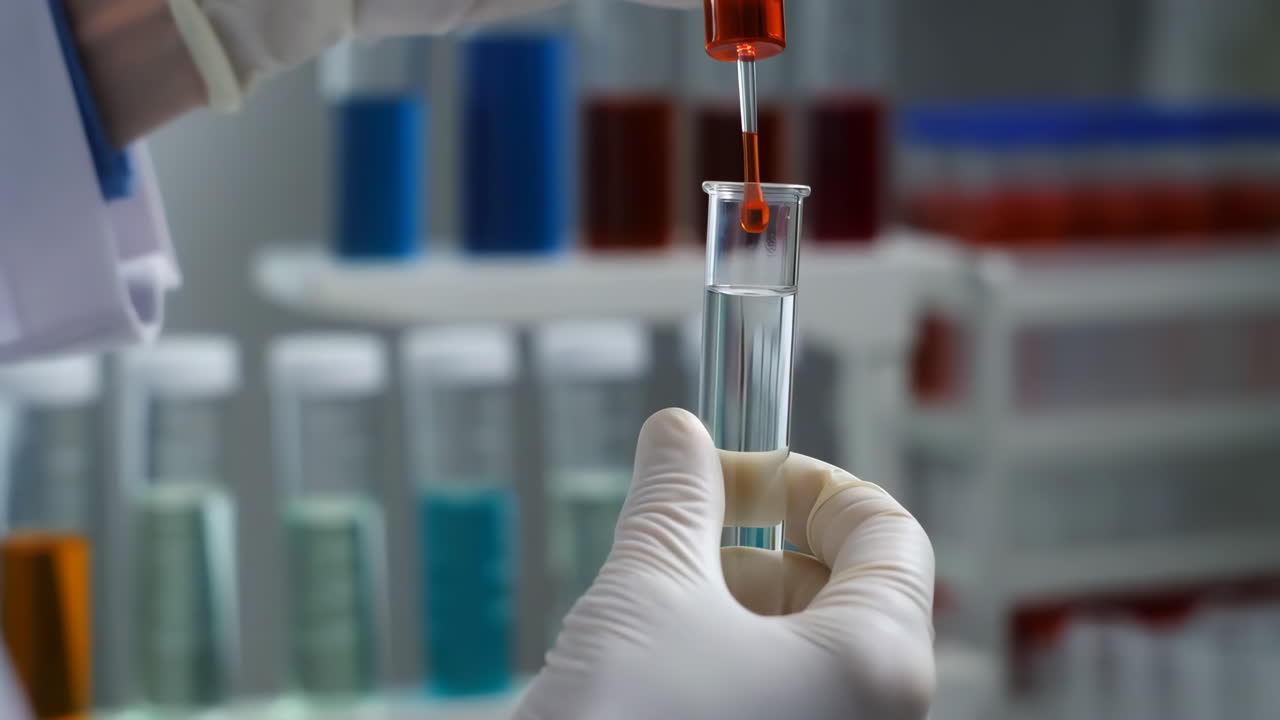Scientist performing a chemical experiment in a lab