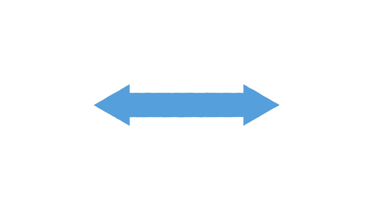 Blue double-headed arrow smoothly moves left to right on a clean white background, loop animation