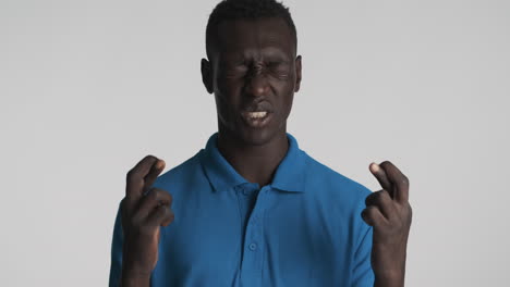 african american man on grey background.