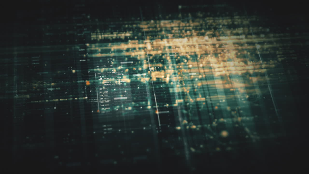 Immersive data matrix simulation UI with cutting-edge digital environment with a dynamic and immersive display of interconnected data matrix information networks systems background