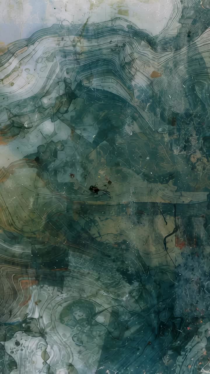 Vertical video: Camera recording marbled slab filling close-up, showing agate rings and flecks