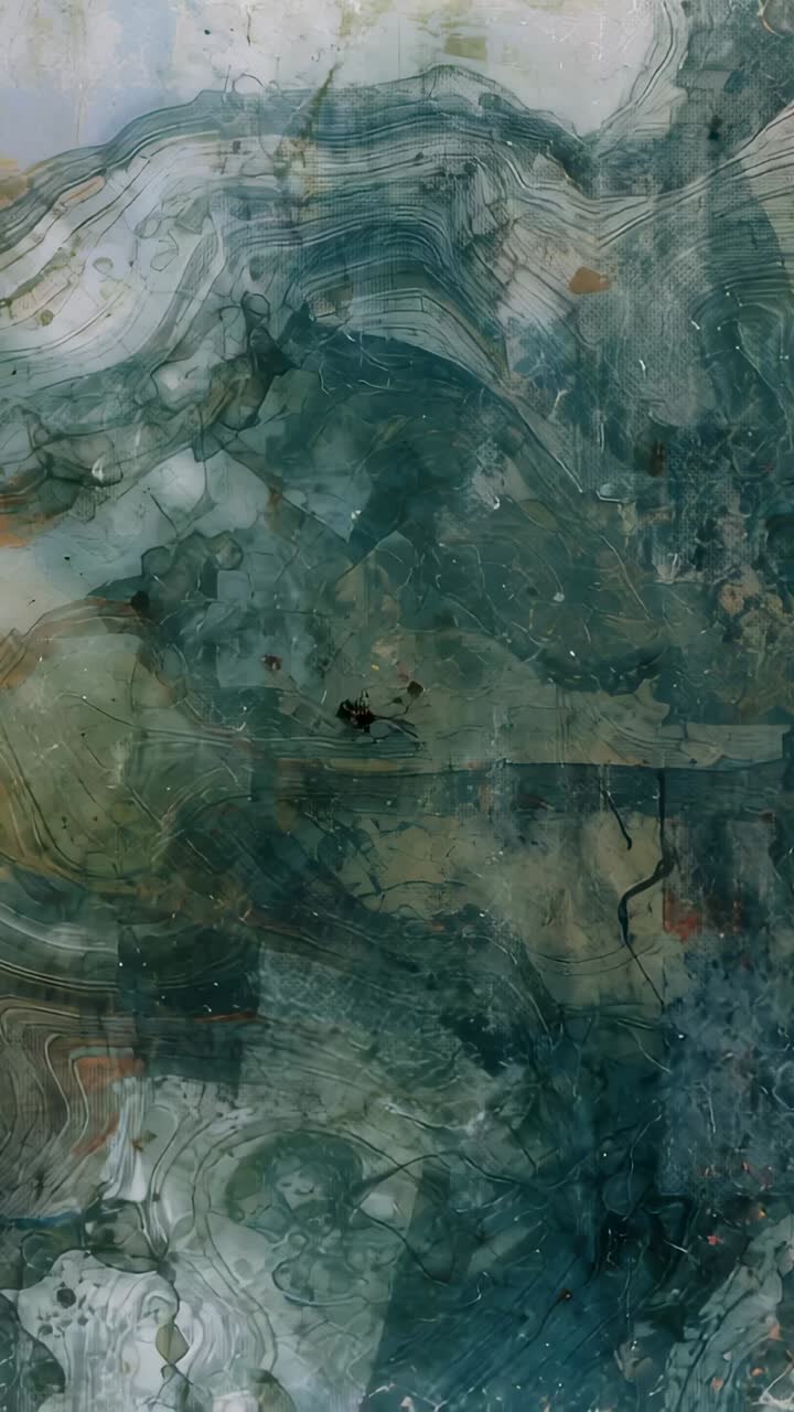 Vertical video: Camera recording marbled slab filling close-up, showing agate rings and flecks