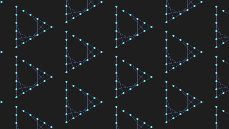 Blue triangles with purple dots a mesmerizing pattern