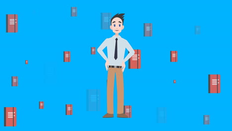 animación de un hombre hablando sobre los iconos del cuaderno
