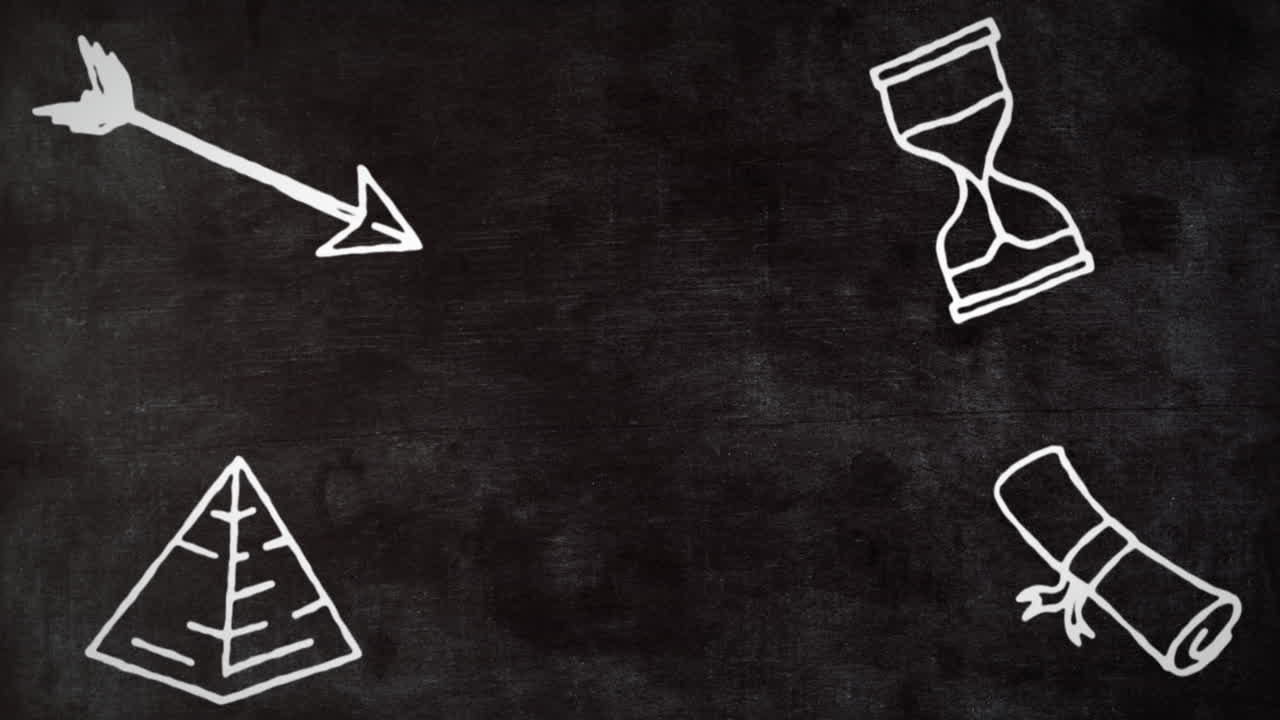 사본 공간과 함께 검은색 칠판에 대한 학교 개념 아이콘의 애니메이션