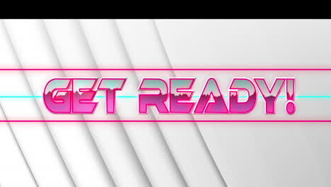 animation of get ready text over white geometrical background