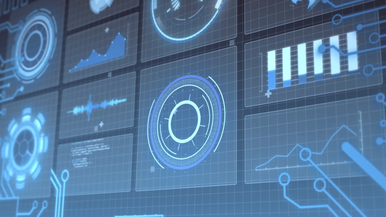 animación del registro de estadísticas y el escaneo de ámbitos en pantallas sobre cuadrícula