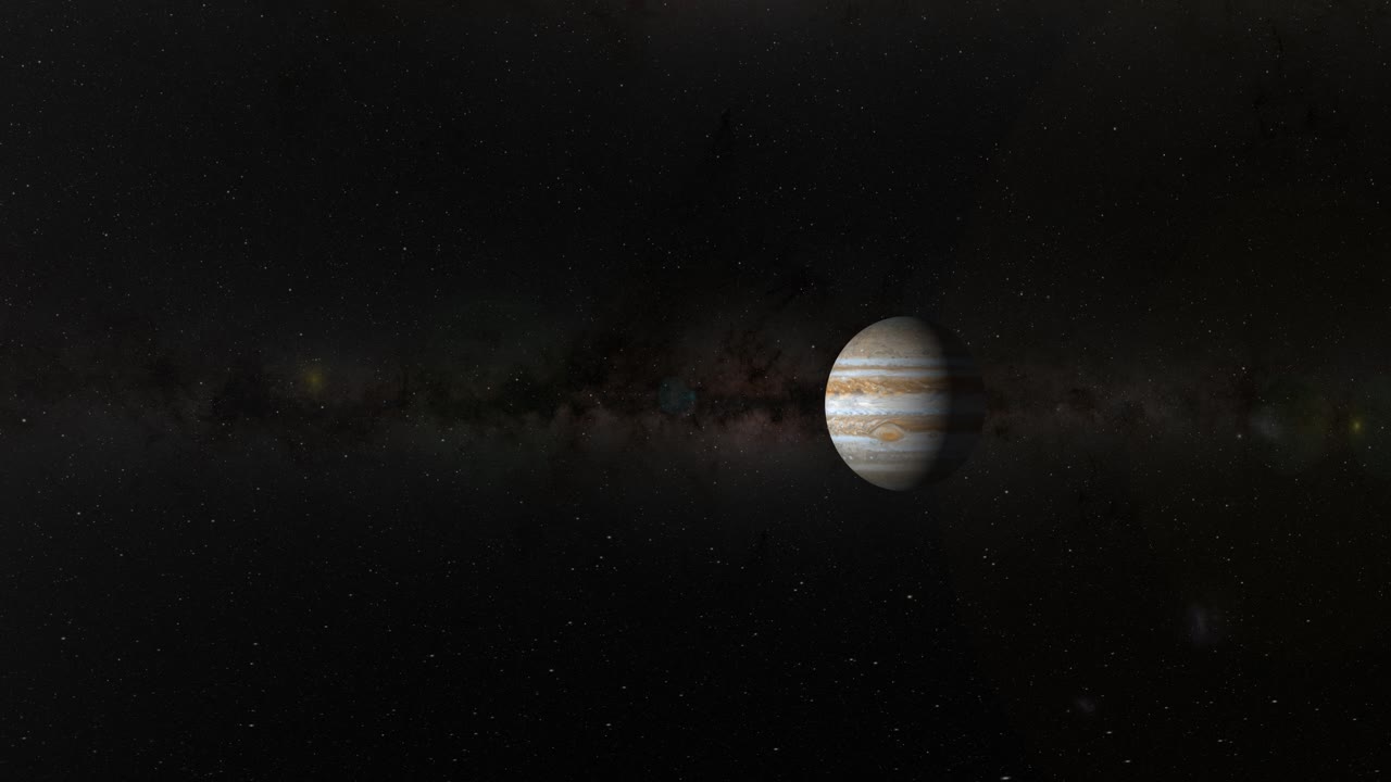 lapso de tiempo de júpiter girando contra un fondo estrellado