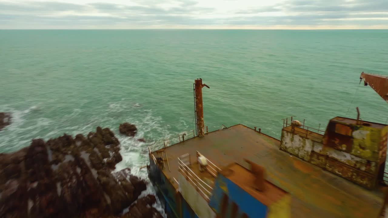 4K Cinematic drone footage of the mysterious Ghost Ship MV Alta stranded along the Cork coastline. Co.Cork - Ireland FPV04