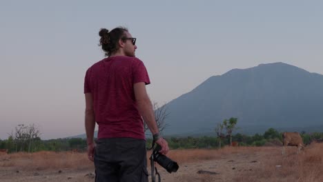 photoshoot assignment, handsome male, indonesian countryside landscape