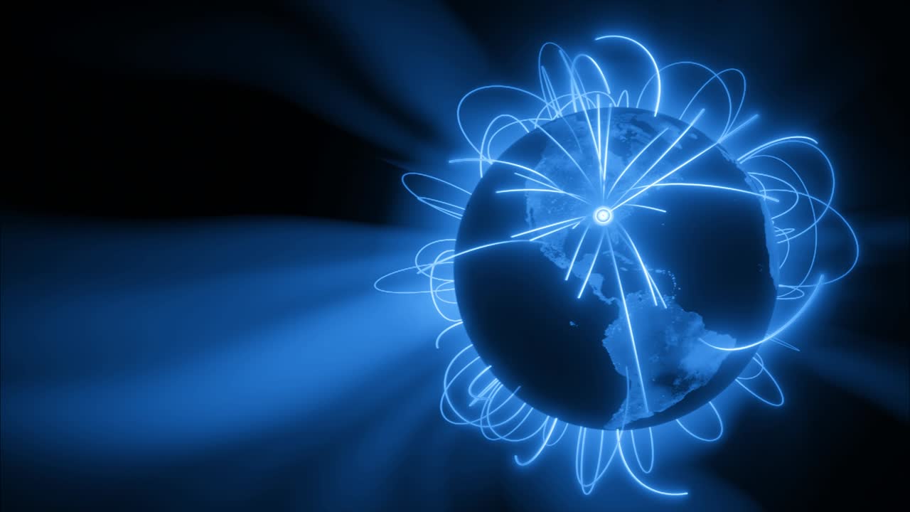 3d 애니메이션에서 지구의 기술 세계화: 회전하는 행성의 글로벌 비즈니스 점