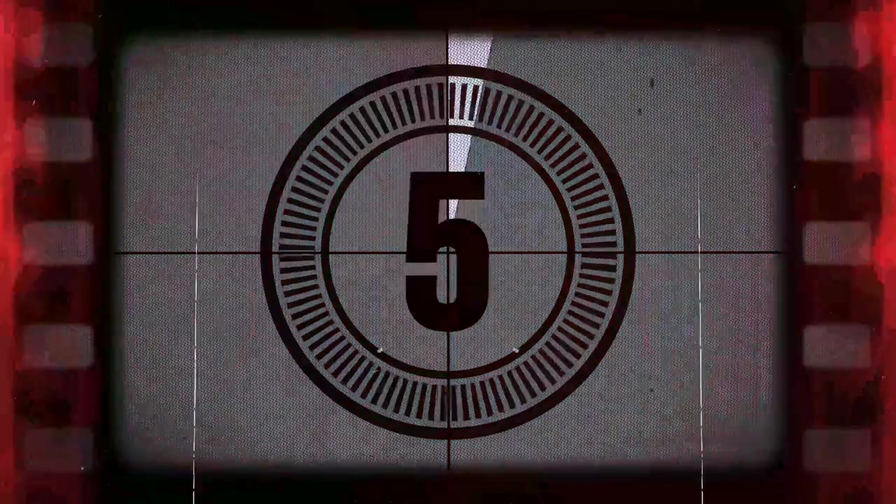 Vintage film aftelteller met krassen en korrel