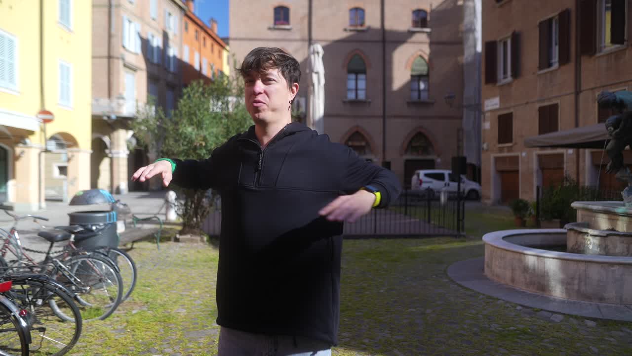Man Posing in Italian Square