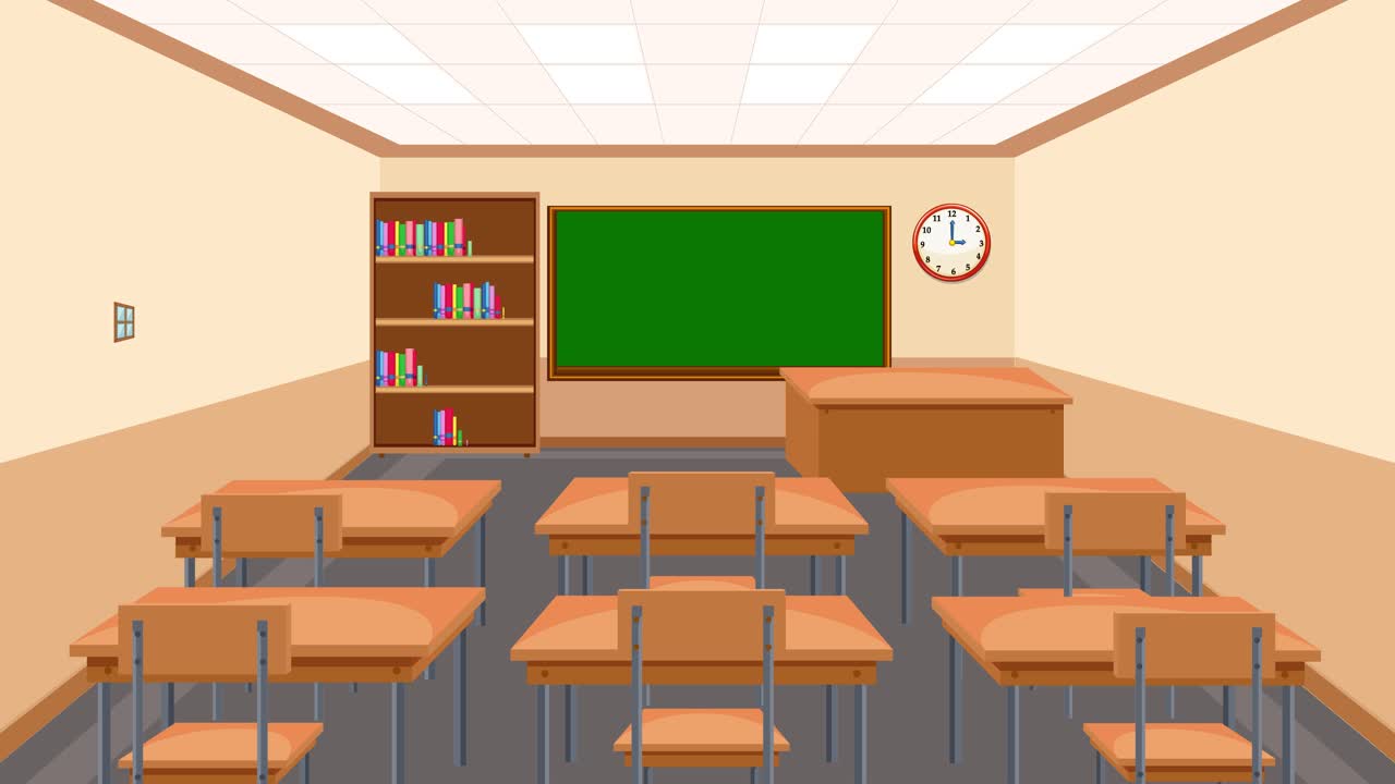 Animação mostrando uma sala de aula sendo organizada ao longo do tempo