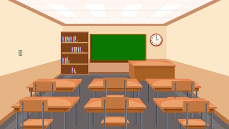 animation showing a classroom being arranged over time