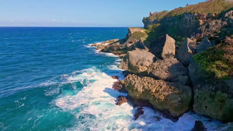 aerial over ocean in the cabo frances viejo national park, dominican republic