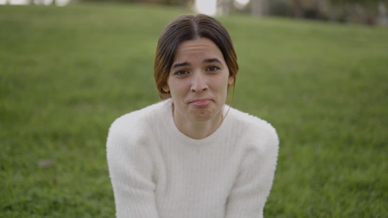 공원에서 웃는 여자