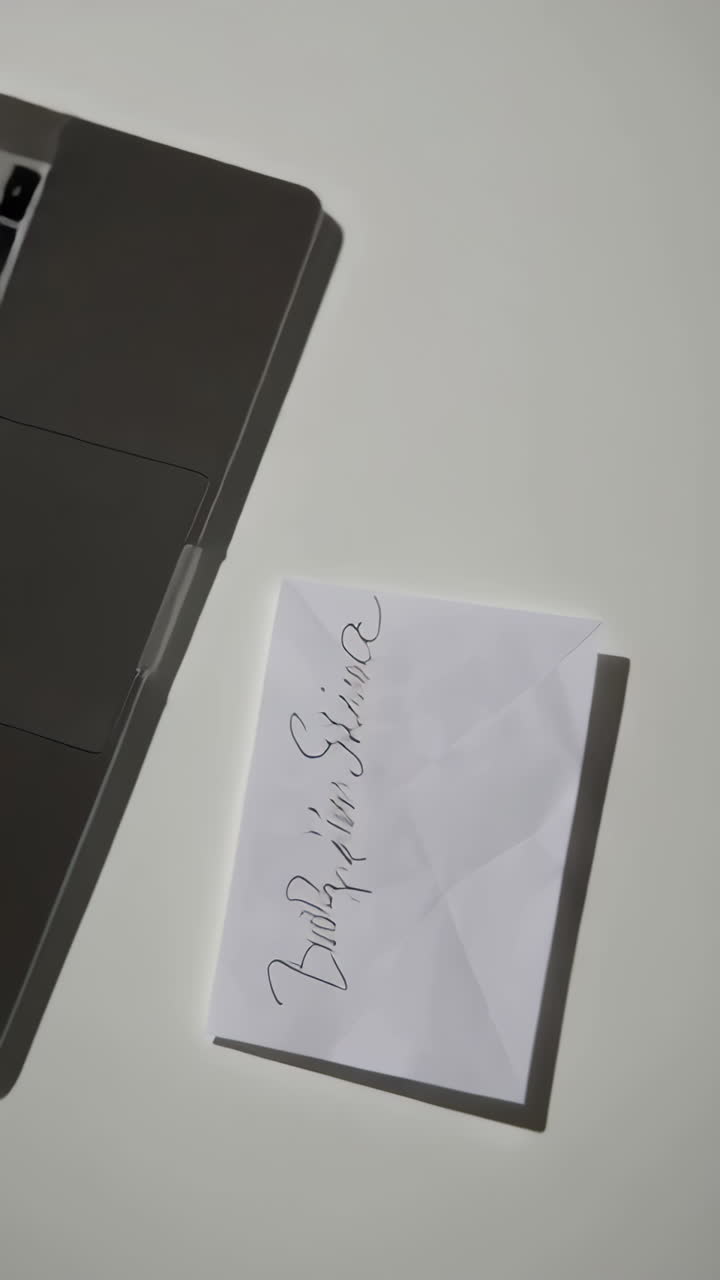 Laptop and Envelope on a Desk