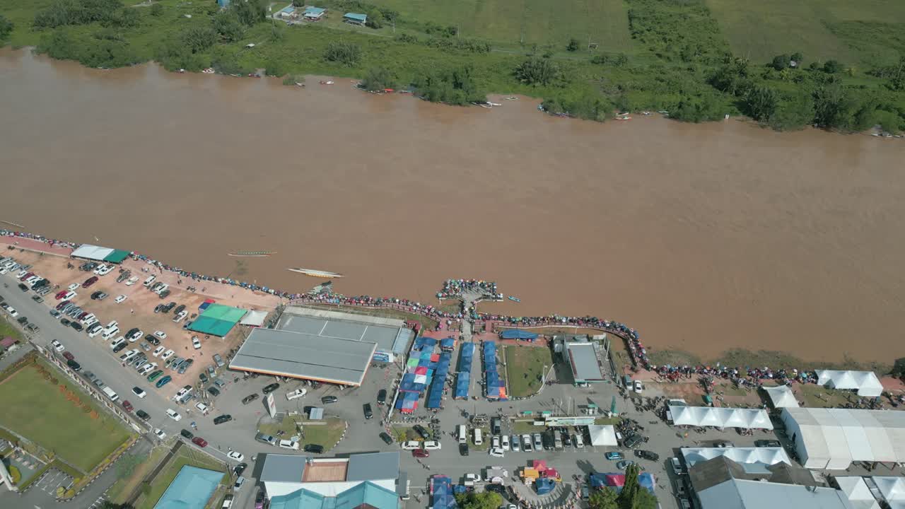 Drone View At Lundu Town During Summer, In conjunction Of Regatta Traditional Long Boat Race Batang Kayan River, With Car And Bike Show.
#regatta
