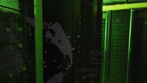 animazione del globo e elaborazione dei dati su server informatici