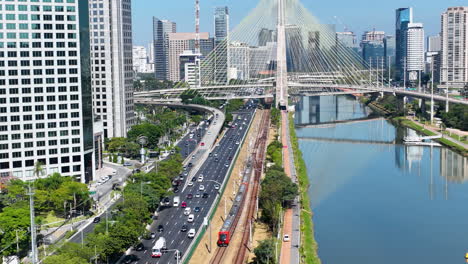 cable stayed bridge at downtown in sao paulo brazil